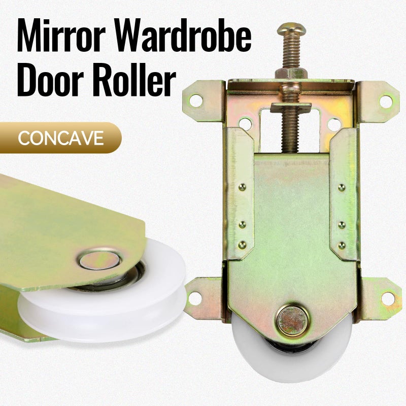 Lashow Sliding Mirror Door Rollers Replacement, Fits Prime-Line N 6870, for Wood Framed Sliding Mirror Doors, 2-1/2"" Vertical H.C., 1-1/2"" Nylon Concaved Ball Bearing Wheel, 4 Pack. - Image 2